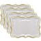 10 White Rectangle Trays with Gold Rim Border for Elegant Dessert Table Serving Parties 9" X 13" Heavy Duty Disposable Paper Cardboard for Platters, Cupcake Display, Birthday Party, Weddings Food Safe